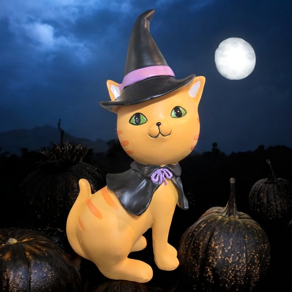 Whimsical Witch Cat Halloween Decor - Picture 3 of 3